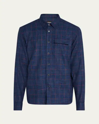 Kiton Men's Plaid Wool and Silk Casual Overshirt | Thumbnail 5 Kiton Men's Plaid Wool and Silk Casual Overshirt | Thumbnail 5