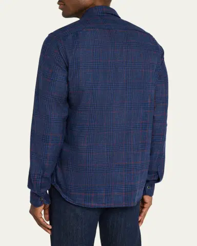 Kiton Men's Plaid Wool and Silk Casual Overshirt | Thumbnail 7 Kiton Men's Plaid Wool and Silk Casual Overshirt | Thumbnail 7