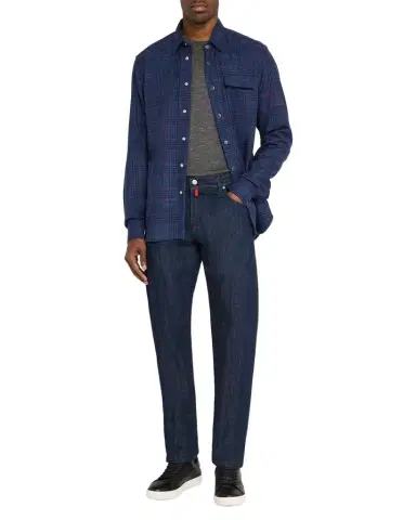 Kiton Men's Plaid Wool and Silk Casual Overshirt | Thumbnail 1 Kiton Men's Plaid Wool and Silk Casual Overshirt | Thumbnail 1