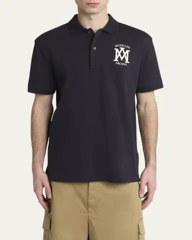 Moncler Men's Cotton Archive Logo Polo Shirt | Thumbnail 4 Moncler Men's Cotton Archive Logo Polo Shirt | Thumbnail 4