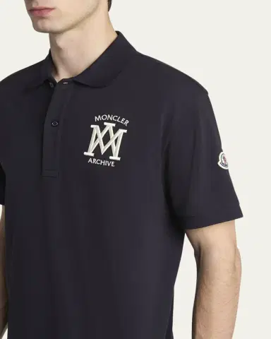 Moncler Men's Cotton Archive Logo Polo Shirt | Thumbnail 5 Moncler Men's Cotton Archive Logo Polo Shirt | Thumbnail 5