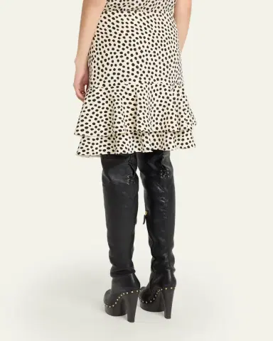 Chloé Dots-Print Silk Crepe De Chine Ruffle Skirt | Thumbnail 3 Chloé Dots-Print Silk Crepe De Chine Ruffle Skirt | Thumbnail 3