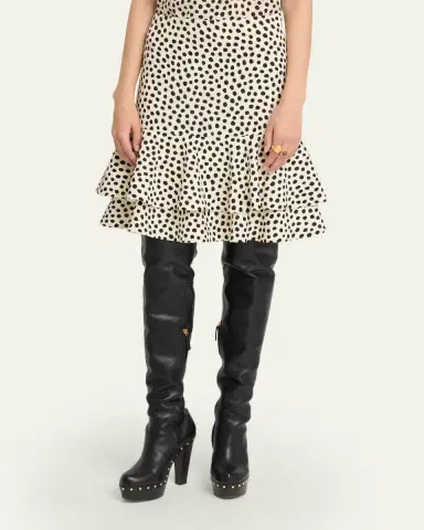 Chloé Dots-Print Silk Crepe De Chine Ruffle Skirt | Thumbnail 4 Chloé Dots-Print Silk Crepe De Chine Ruffle Skirt | Thumbnail 4
