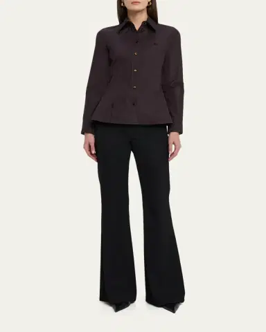 Burberry Eliza Long-Sleeve Peplum Button-Down Shirt | Thumbnail 2 Burberry Eliza Long-Sleeve Peplum Button-Down Shirt | Thumbnail 2