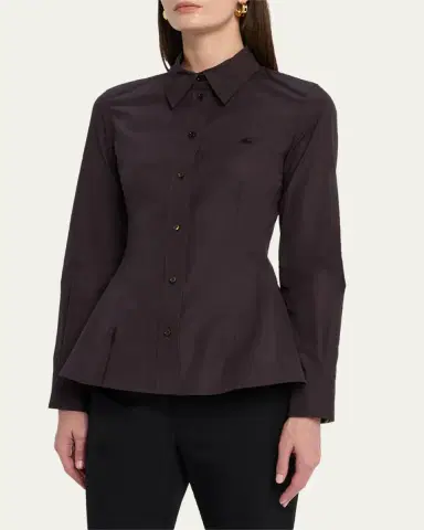 Burberry Eliza Long-Sleeve Peplum Button-Down Shirt | Thumbnail 4 Burberry Eliza Long-Sleeve Peplum Button-Down Shirt | Thumbnail 4