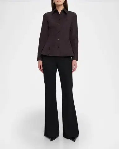 Burberry Eliza Long-Sleeve Peplum Button-Down Shirt | Thumbnail 6 Burberry Eliza Long-Sleeve Peplum Button-Down Shirt | Thumbnail 6
