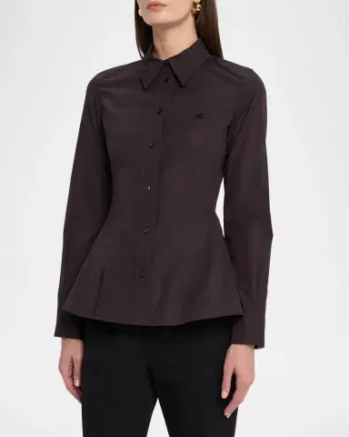 Burberry Eliza Long-Sleeve Peplum Button-Down Shirt | Thumbnail 8 Burberry Eliza Long-Sleeve Peplum Button-Down Shirt | Thumbnail 8