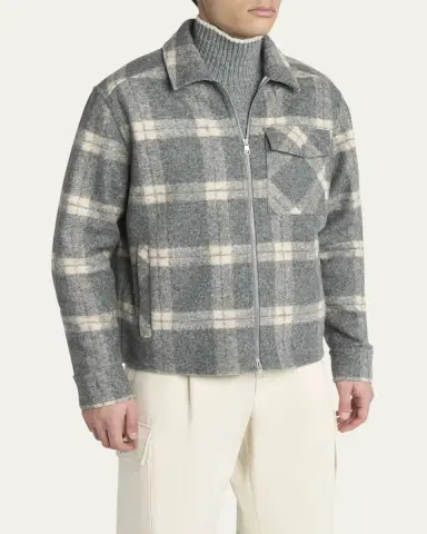 Moncler Men's Tartan Full-Zip Shirt Jacket | Thumbnail 4 Moncler Men's Tartan Full-Zip Shirt Jacket | Thumbnail 4