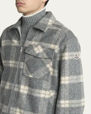 Moncler Men's Tartan Full-Zip Shirt Jacket | Thumbnail 5 Moncler Men's Tartan Full-Zip Shirt Jacket | Thumbnail 5