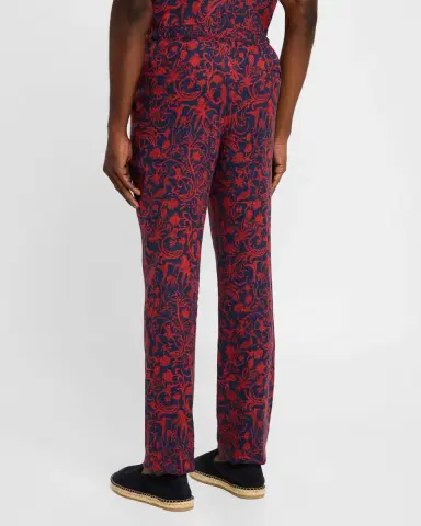 Kiton Men's Linen Coral-Print Stretch Pants | Thumbnail 2 Kiton Men's Linen Coral-Print Stretch Pants | Thumbnail 2