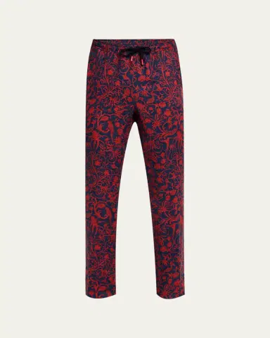 Kiton Men's Linen Coral-Print Stretch Pants | Thumbnail 5 Kiton Men's Linen Coral-Print Stretch Pants | Thumbnail 5