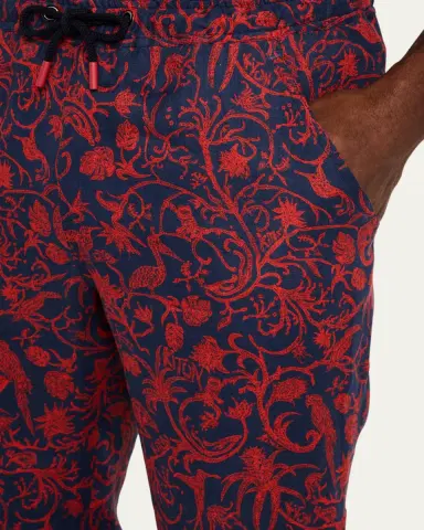 Kiton Men's Linen Coral-Print Stretch Pants | Thumbnail 9 Kiton Men's Linen Coral-Print Stretch Pants | Thumbnail 9