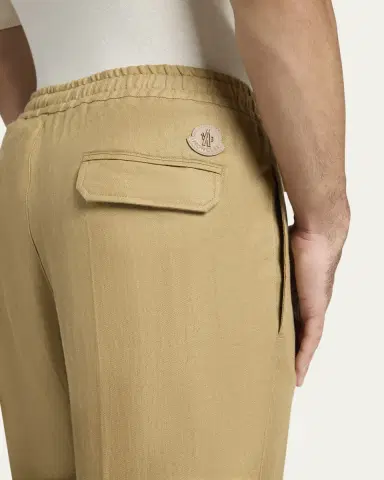 Moncler Men's Twill Linen Trousers | Thumbnail 4 Moncler Men's Twill Linen Trousers | Thumbnail 4