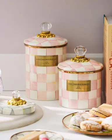 MacKenzie-Childs Rosy Check Enamel Canister, Small | Thumbnail 2 MacKenzie-Childs Rosy Check Enamel Canister, Small | Thumbnail 2