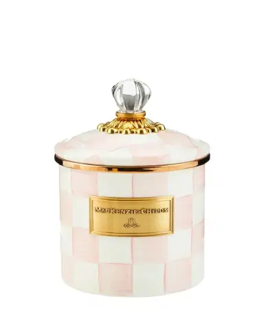 MacKenzie-Childs Rosy Check Enamel Canister, Small | Thumbnail 1 MacKenzie-Childs Rosy Check Enamel Canister, Small | Thumbnail 1
