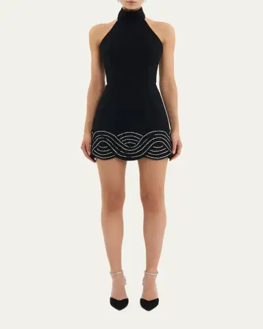 Rebecca Vallance Bellatrix Low-Back Rhinestone Halter Mini Dress | Thumbnail 2 Rebecca Vallance Bellatrix Low-Back Rhinestone Halter Mini Dress | Thumbnail 2