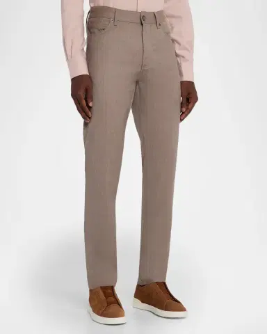 ZEGNA Men's Wool Sharkskin Slim Five-Pocket Pants | Thumbnail 3 ZEGNA Men's Wool Sharkskin Slim Five-Pocket Pants | Thumbnail 3