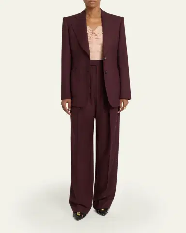 Chloé High-Rise Pleated Wool Gabardine Wide-Leg Pants | Thumbnail 2 Chloé High-Rise Pleated Wool Gabardine Wide-Leg Pants | Thumbnail 2