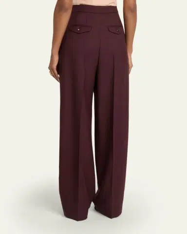 Chloé High-Rise Pleated Wool Gabardine Wide-Leg Pants | Thumbnail 3 Chloé High-Rise Pleated Wool Gabardine Wide-Leg Pants | Thumbnail 3