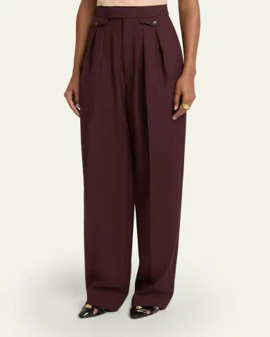 Chloé High-Rise Pleated Wool Gabardine Wide-Leg Pants | Thumbnail 4 Chloé High-Rise Pleated Wool Gabardine Wide-Leg Pants | Thumbnail 4