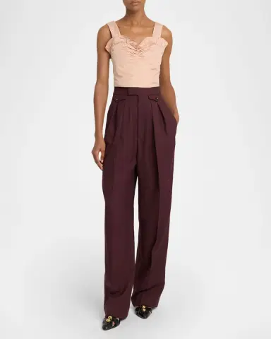 Chloé High-Rise Pleated Wool Gabardine Wide-Leg Pants | Thumbnail 6 Chloé High-Rise Pleated Wool Gabardine Wide-Leg Pants | Thumbnail 6