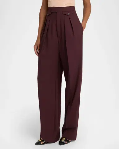 Chloé High-Rise Pleated Wool Gabardine Wide-Leg Pants | Thumbnail 8 Chloé High-Rise Pleated Wool Gabardine Wide-Leg Pants | Thumbnail 8