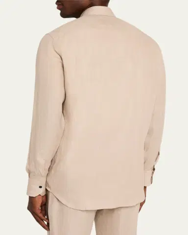 Kiton Men's Linen Snap-Front Overshirt | Thumbnail 2 Kiton Men's Linen Snap-Front Overshirt | Thumbnail 2