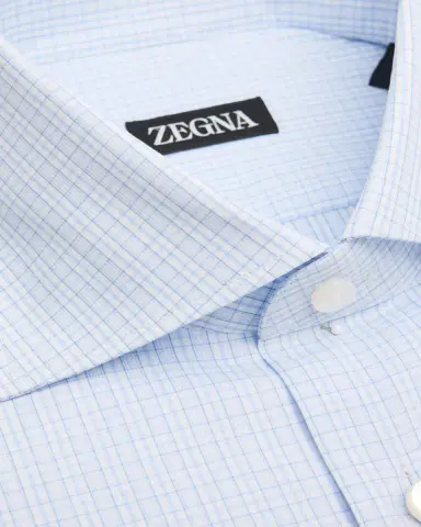 ZEGNA Men's Cotton Small Check Dress Shirt | Thumbnail 3 ZEGNA Men's Cotton Small Check Dress Shirt | Thumbnail 3