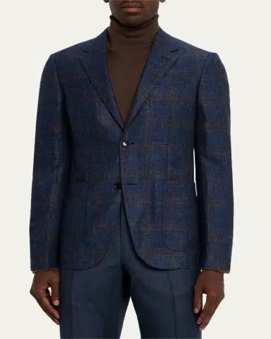 Zegna Men's Check Woven Patch-Pocket Sport Coat | Thumbnail 4 Zegna Men's Check Woven Patch-Pocket Sport Coat | Thumbnail 4