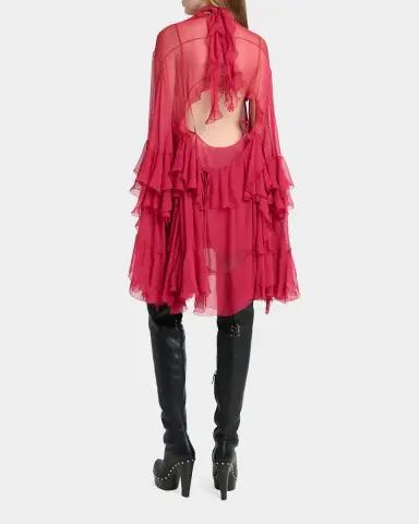 Chloé Tiered Ruffle Silk Mousseline Long-Sleeve Mini Dress | Thumbnail 7 Chloé Tiered Ruffle Silk Mousseline Long-Sleeve Mini Dress | Thumbnail 7