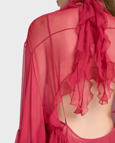 Chloé Tiered Ruffle Silk Mousseline Long-Sleeve Mini Dress | Thumbnail 9 Chloé Tiered Ruffle Silk Mousseline Long-Sleeve Mini Dress | Thumbnail 9