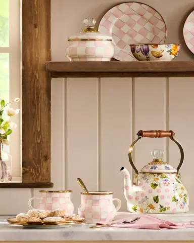 MacKenzie-Childs Rosy Check Enamel Squashed Pot | Thumbnail 3 MacKenzie-Childs Rosy Check Enamel Squashed Pot | Thumbnail 3