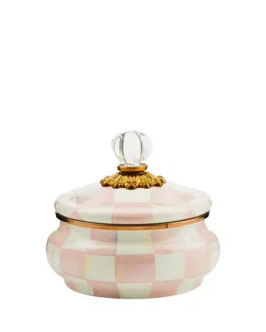 MacKenzie-Childs Rosy Check Enamel Squashed Pot | Thumbnail 1 MacKenzie-Childs Rosy Check Enamel Squashed Pot | Thumbnail 1