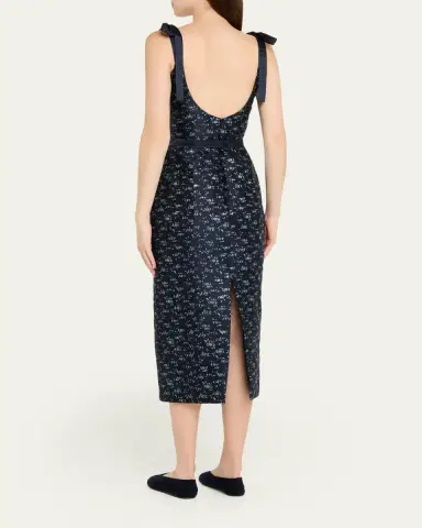 Markarian Acacia Floral Jacquard Bow-Shoulder Midi Dress | Thumbnail 3 Markarian Acacia Floral Jacquard Bow-Shoulder Midi Dress | Thumbnail 3