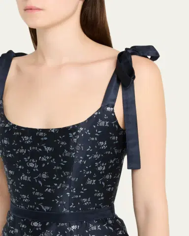 Markarian Acacia Floral Jacquard Bow-Shoulder Midi Dress | Thumbnail 5 Markarian Acacia Floral Jacquard Bow-Shoulder Midi Dress | Thumbnail 5