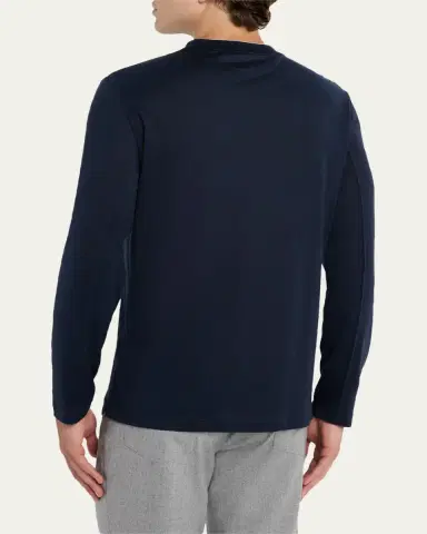 Brunello Cucinelli Men's Silk and Cotton Long-Sleeve T-Shirt | Thumbnail 3 Brunello Cucinelli Men's Silk and Cotton Long-Sleeve T-Shirt | Thumbnail 3