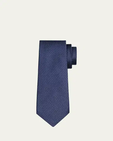 Kiton Men's Silk Micro-Houndstooth Seven-Fold Tie | Thumbnail 2 Kiton Men's Silk Micro-Houndstooth Seven-Fold Tie | Thumbnail 2