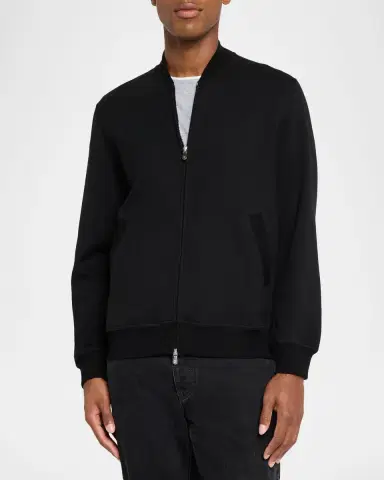 Brunello Cucinelli Men's Travel Full-Zip Bomber Jacket | Thumbnail 3 Brunello Cucinelli Men's Travel Full-Zip Bomber Jacket | Thumbnail 3