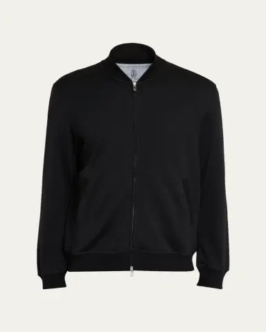 Brunello Cucinelli Men's Travel Full-Zip Bomber Jacket | Thumbnail 5 Brunello Cucinelli Men's Travel Full-Zip Bomber Jacket | Thumbnail 5