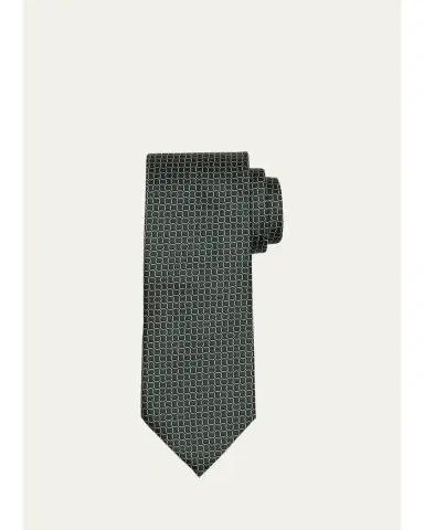 Zegna Men's Geometric Net Silk Tie | Thumbnail 1 Zegna Men's Geometric Net Silk Tie | Thumbnail 1