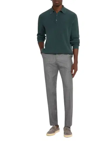 Kiton Men's Wool Twill Flat-Front Trousers | Thumbnail 1 Kiton Men's Wool Twill Flat-Front Trousers | Thumbnail 1