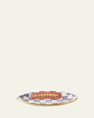 MacKenzie-Childs Violet Check Football Plate | Thumbnail 2 MacKenzie-Childs Violet Check Football Plate | Thumbnail 2