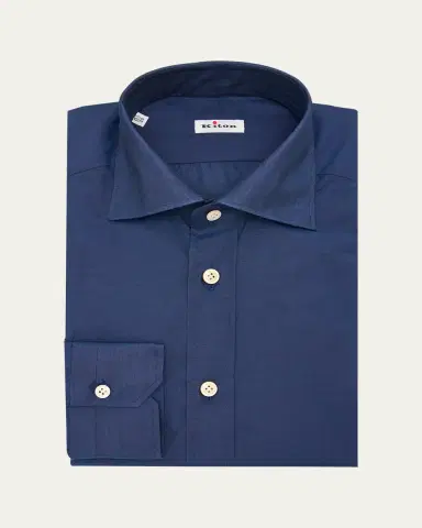 Kiton Men's Cotton Point-Collar Dress Shirt | Thumbnail 2 Kiton Men's Cotton Point-Collar Dress Shirt | Thumbnail 2