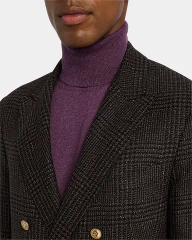 Brunello Cucinelli Men's Prince of Wales Double-Breasted Sport Coat | Thumbnail 4 Brunello Cucinelli Men's Prince of Wales Double-Breasted Sport Coat | Thumbnail 4