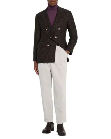 Brunello Cucinelli Men's Prince of Wales Double-Breasted Sport Coat | Thumbnail 1 Brunello Cucinelli Men's Prince of Wales Double-Breasted Sport Coat | Thumbnail 1