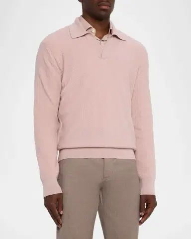 ZEGNA Men's Oasi Cashmere Johnny Collar Polo Sweater | Thumbnail 3 ZEGNA Men's Oasi Cashmere Johnny Collar Polo Sweater | Thumbnail 3