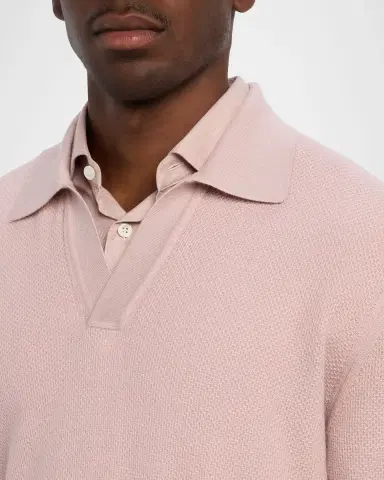 ZEGNA Men's Oasi Cashmere Johnny Collar Polo Sweater | Thumbnail 4 ZEGNA Men's Oasi Cashmere Johnny Collar Polo Sweater | Thumbnail 4