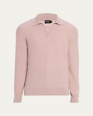 ZEGNA Men's Oasi Cashmere Johnny Collar Polo Sweater | Thumbnail 5 ZEGNA Men's Oasi Cashmere Johnny Collar Polo Sweater | Thumbnail 5