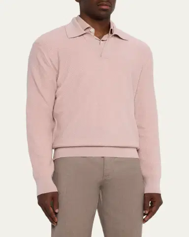 ZEGNA Men's Oasi Cashmere Johnny Collar Polo Sweater | Thumbnail 8 ZEGNA Men's Oasi Cashmere Johnny Collar Polo Sweater | Thumbnail 8