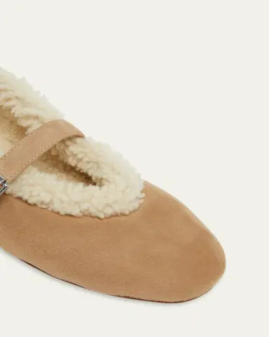 Alaïa Merino Suede Shearling Mary Jane Ballerina Flats | Thumbnail 5 Alaïa Merino Suede Shearling Mary Jane Ballerina Flats | Thumbnail 5